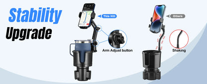Car Phone Holder, Cup Holder Phone Mount With Memory Function 360°Rotation iPhone Car Phone Mount With Adjustable Long Neck