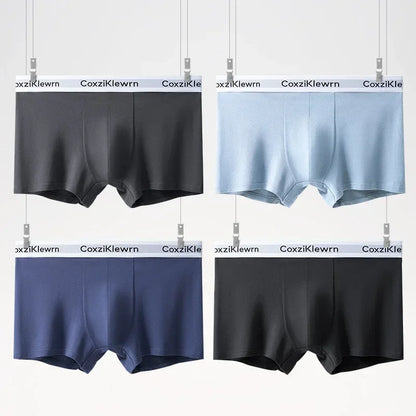 4PCS【LORIEN CREST】New Men's Underwear Pure Cotton Soft Breathable Fashion Solid Color U Convex Comfortable boxer for male