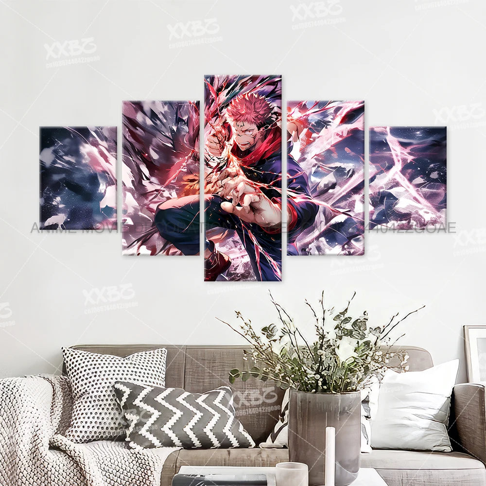 Anime Jujutsu Kaisen Character 5PCS Home Decor Canvas Paintings Pictures Wall Art Printed Poster No Frame Artwork Living Room