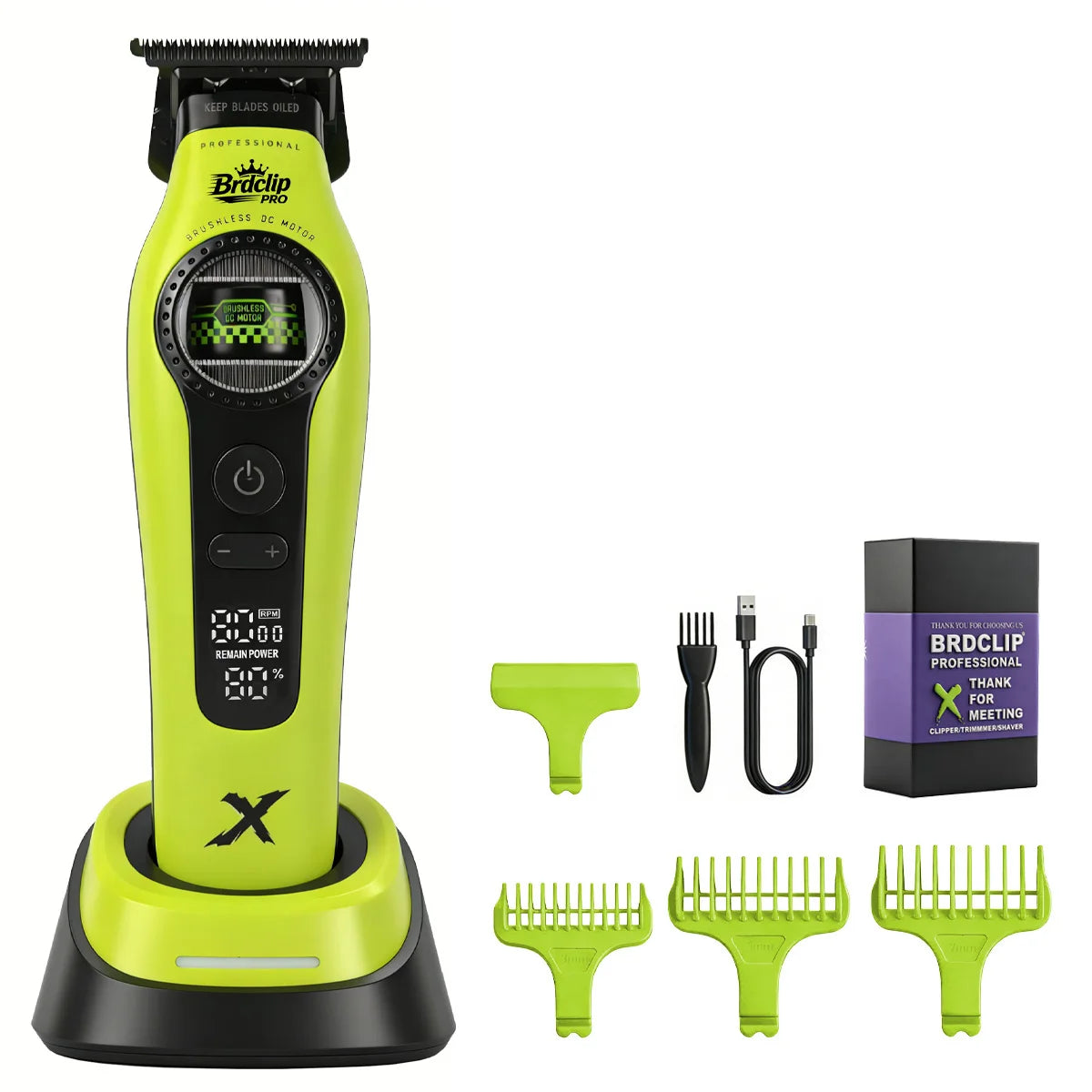 New BRDCLIP PRO Electric Hair Clipper Hair Trimmer Set Outer Rotor BLDC 6000-8000RPM Barber  Shop DLC Blade with Charge Dock