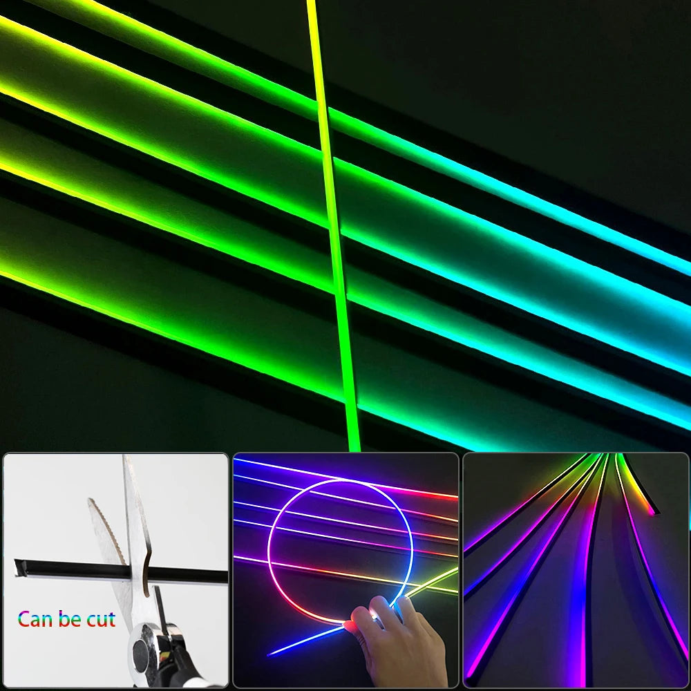 18 in 1 22in 1 RGB Symphony Car Atmosphere Strip Interior LED Acrylic Guide Backlight Universal Decoration Ambient Rainbow Light