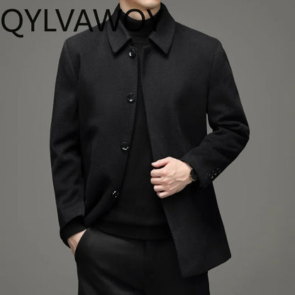 QYLVAWOY Men's Wool and Trench Coats Cashmere Jackets Lapel Man Jacket Coat Autumn Winter Clothes for Man Luxury Business Casual