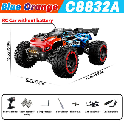 JJRC C8832A 1:10 RC Car 2.4G 4WD High-Speed With Light Large Electric Remote Control Crawler 4x4 Off-Road Vehicle Toy For Kid