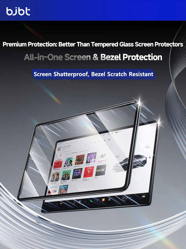 2-in-1 BJBT Tempered Glass Screen Protector for Tesla Model 3 Y Juniper Accessories 2025 2026 Case With Protective Frame