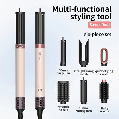 1700W 6 in 1 Hot Air Hair Styler150000RPM Auto-Curling BarrelStraightening BrushNegative Ion Fast Dry Nozzle Hair Dryer 110V/220