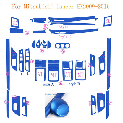 For Mitsubishi Lancer EX2009-2016 Interior Central Control Panel Door Handle Carbon Fiber Stickers Decals Car styling Accessorie