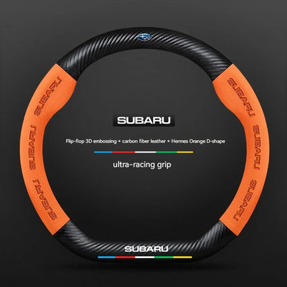 For Subaru STI Brz Wrx Xv Ascent Forester Outback Impreza Legacy Car Suede Carbon fiber Anti-slip Ventilate Steering Wheel Cover