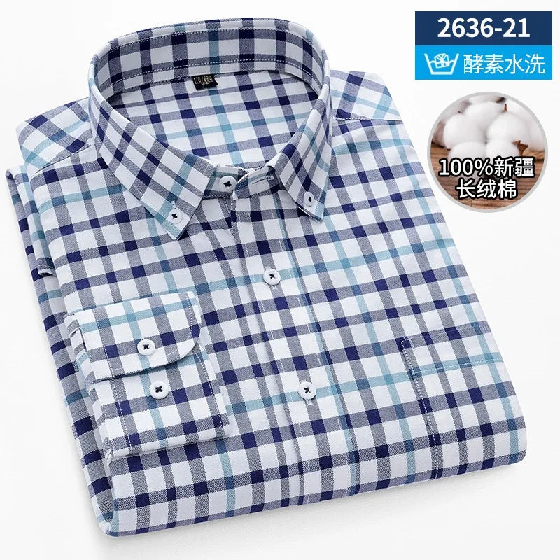 Men's long sleeve shirt pure cotton breathable comfortable business casual slim top shirt trend spring and summer formal wear