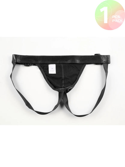PU Faux Leather Underwear Men's Jockstrap Gay Erotic Panties Sexy Lingerie Hot Sexy Male's Thongs G String  1/3/5pcs