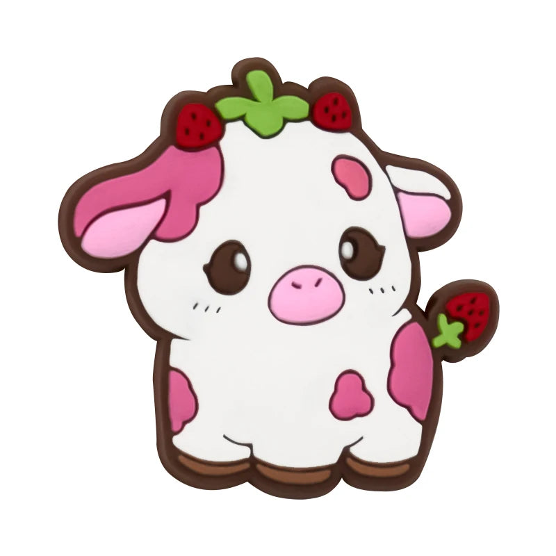1/30/90PCS Pink Peach Donuts Milk Cow Shoe Charms Perfume Flower Heart Piano Shoe Accessories Decoration Fits All Clogs for Wome