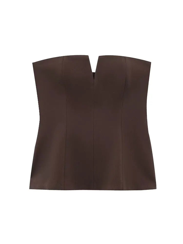 HH Women Elegant Strapless Corset Top with Front V Notch Tube Top for Woman Wedding Guest Dinner Party Outfits