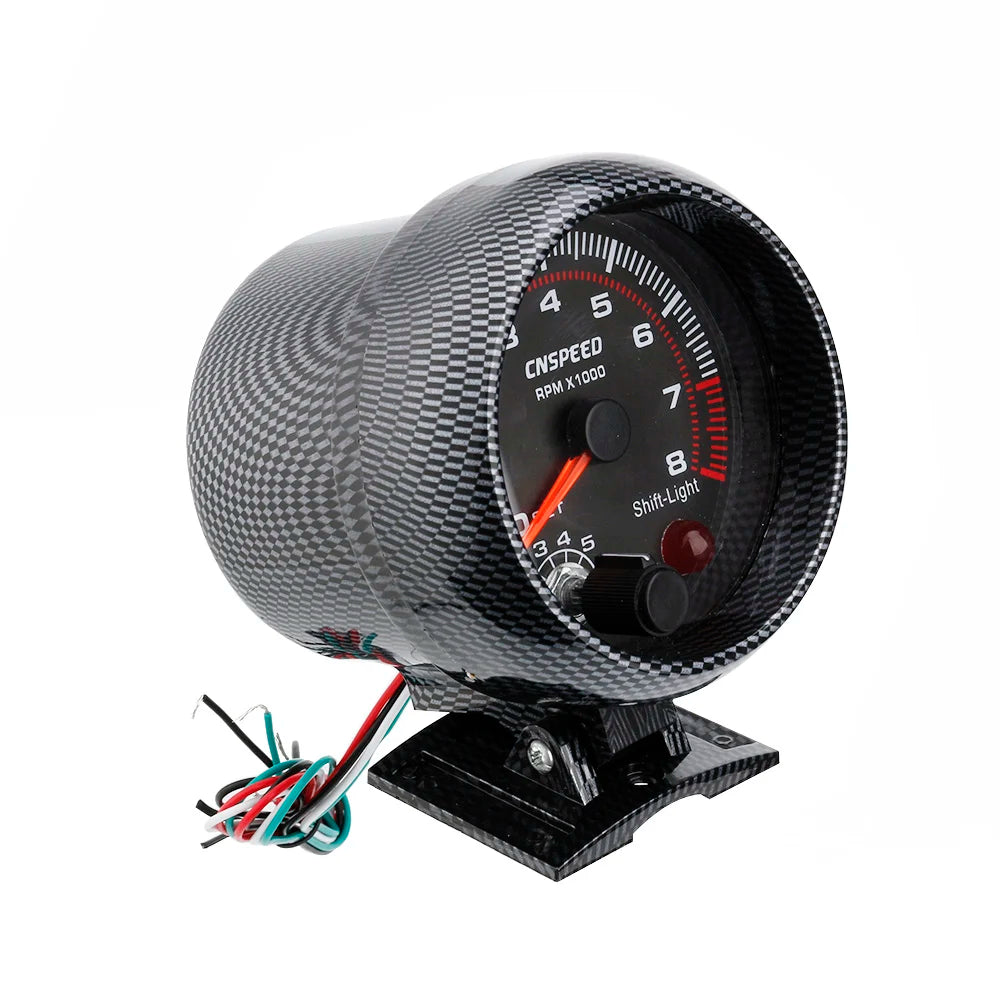 12V Tachometer Gauge 3.75'' Car Universal Black Tachometer Gauge 7color Inter Shift Light 0-8000 RPM Fit 4 6 8 Cylinder