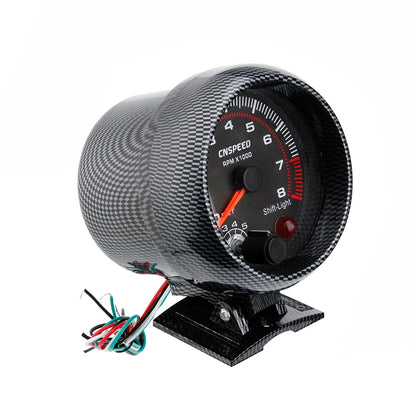 12V Tachometer Gauge 3.75'' Car Universal Black Tachometer Gauge 7color Inter Shift Light 0-8000 RPM Fit 4 6 8 Cylinder