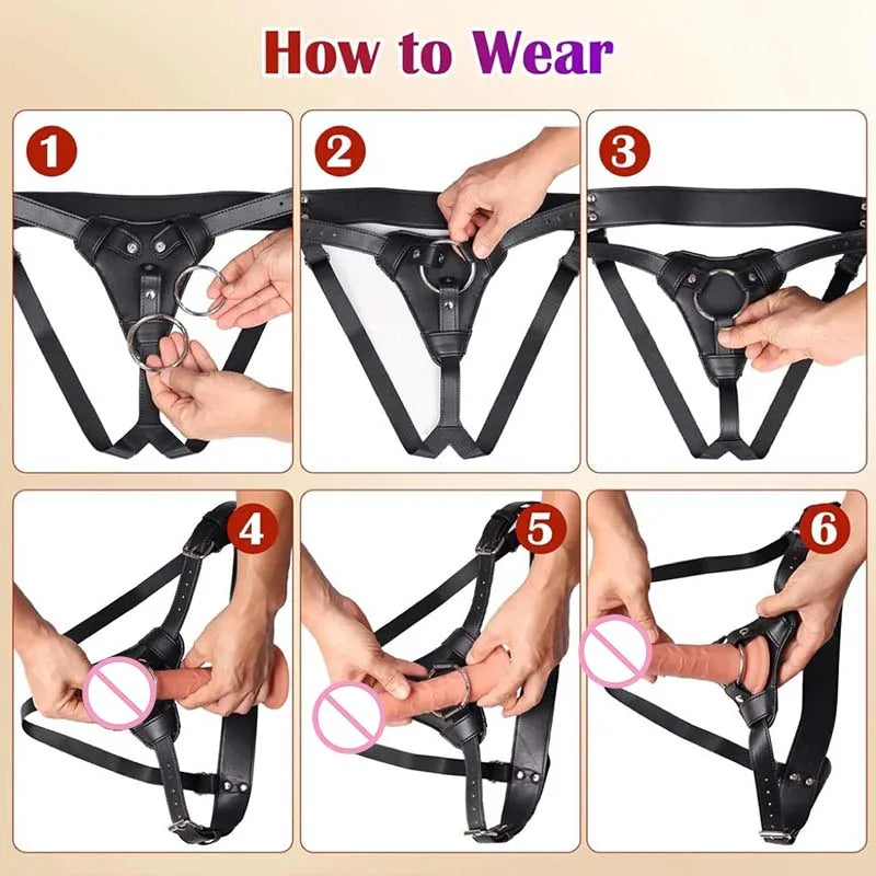 Adjustable Waist And Thigh Soft Leather Strap-On Dildo Harness Adult Sex Toy for Women Pegging Comfortable Wear Pants for Dildos