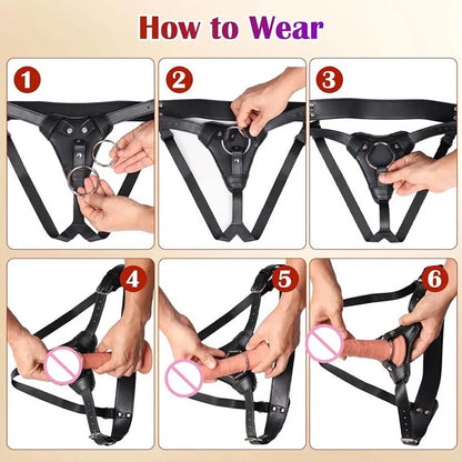 Adjustable Waist And Thigh Soft Leather Strap-On Dildo Harness Adult Sex Toy for Women Pegging Comfortable Wear Pants for Dildos