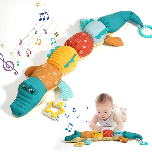 Tummy Time Toys 0-24 Months Baby Musical Stuffed Animal Infant Ruler Design Rattle and Multi-Textures Newborn Toys for Babies