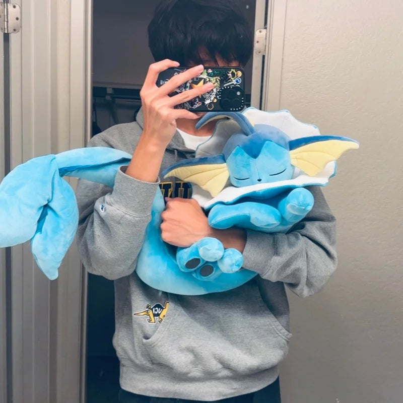 Pokemon Mega Dragonite Holding Dratini Sleeping Vaporeon Flareon Initial Pikachu Peluche Riding Gyarados Lapras Plush Doll