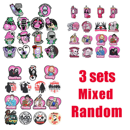 4-100pcs Halloween Pink Ghost Classic PVC Shoes Charm Alligator Charm Accessories Fit Bracelet Boys Girl Xmas party gifts