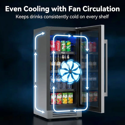 Embedded with Built-in Beverage Refrigerator Cooler 60 Cans with Glass Door for Soda Beer Wine
