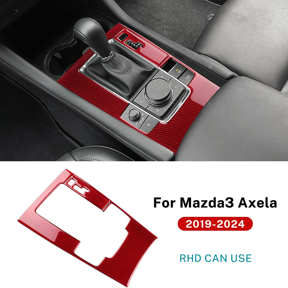 For Mazda 3 Axela BP 2019 2020 2021 2022 2023 2024 2025 Real Soft Carbon Fiber Sticker Automatic AT Car Gear Shift Panel Trim