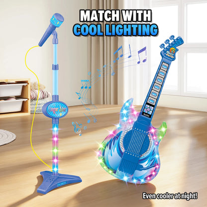 Children's Electric Multifunctional Guitar Instrument Set with Microphone and Light Music Toy - Birthday and Holiday Gifts