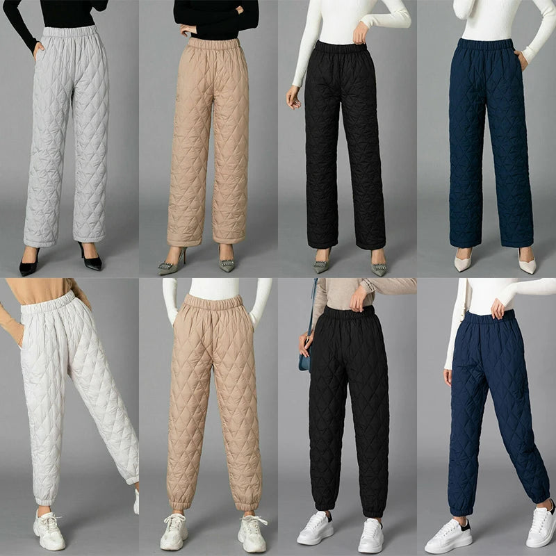 2025Women Winter Down Cotton Pants Large Size Thicked Thermal Quilted Cotton Trousers Middle Aged Elderly Mama Warm Pants M-3XL