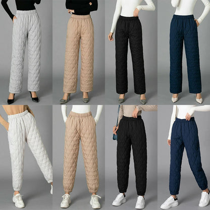2025Women Winter Down Cotton Pants Large Size Thicked Thermal Quilted Cotton Trousers Middle Aged Elderly Mama Warm Pants M-3XL