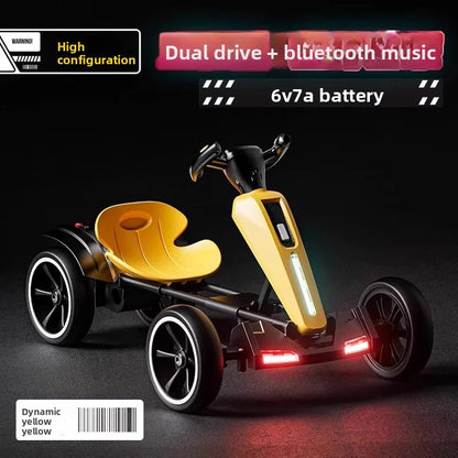 N‌ew Foldable Portable Kids Electric Go-Kart with 390 Motor Cool LED Lights No Assembly Outdoor Off-Road Toy Car for Boys/Girls