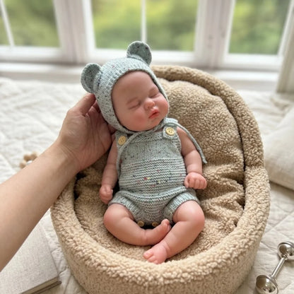 2 Sets Clothes With Close Eyes 33cm Bebe Reborn Silicone Girl Doll With Open Mouth Soft Touch Body 3D Painted Skin Lifelike Doll