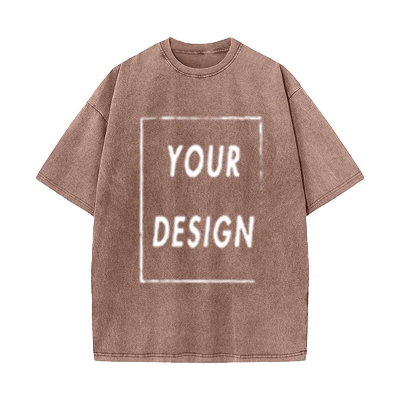 Men's and Women's Cotton Washed T-Shirt Custom Printed T-Shirt 230G Top DIY Your Favorite Pattern or Logo Fashionable Custom Top