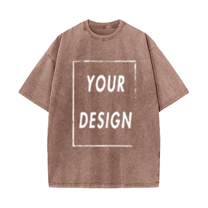 Men's and Women's Cotton Washed T-Shirt Custom Printed T-Shirt 230G Top DIY Your Favorite Pattern or Logo Fashionable Custom Top