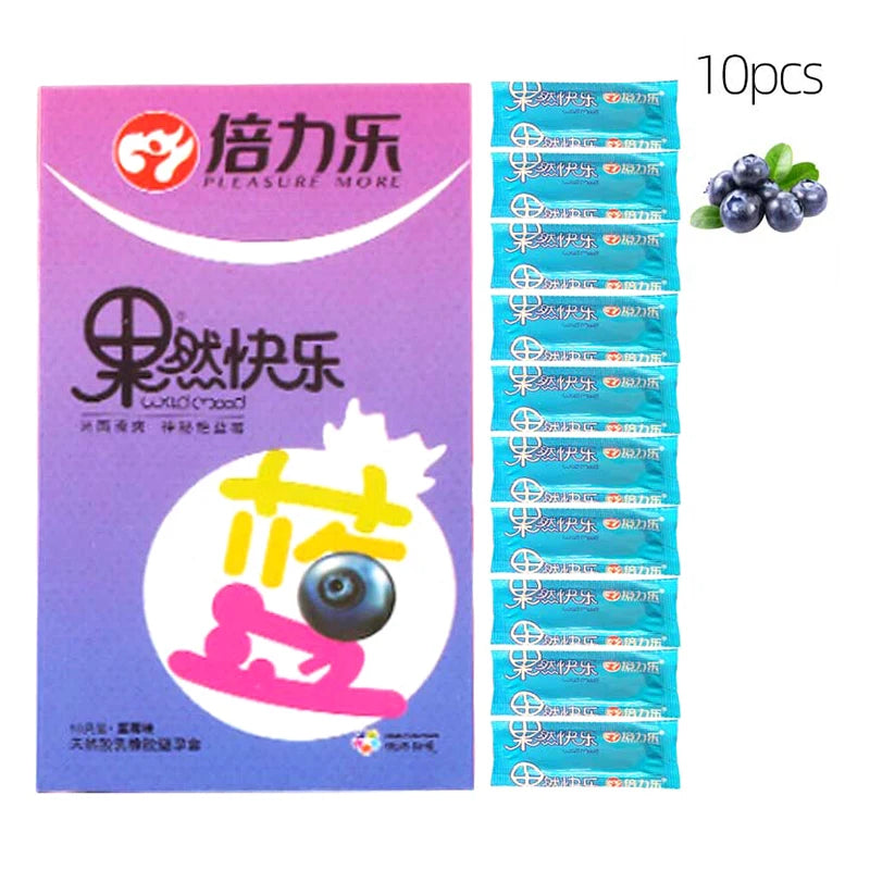 10pcs Fruit Flavor Ultra Thin Condoms Adults Toys For Men 18+ Extra Lubricated Penis Sleeve Male Delay Enhancement Sex Products
