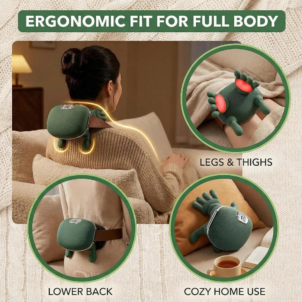 Neck Shoulder Massager with Heat,4D Bionic Fingers Simulate Real Palm Massage,3 Intensities&2 Heat Settings,Relax Muscle Tension