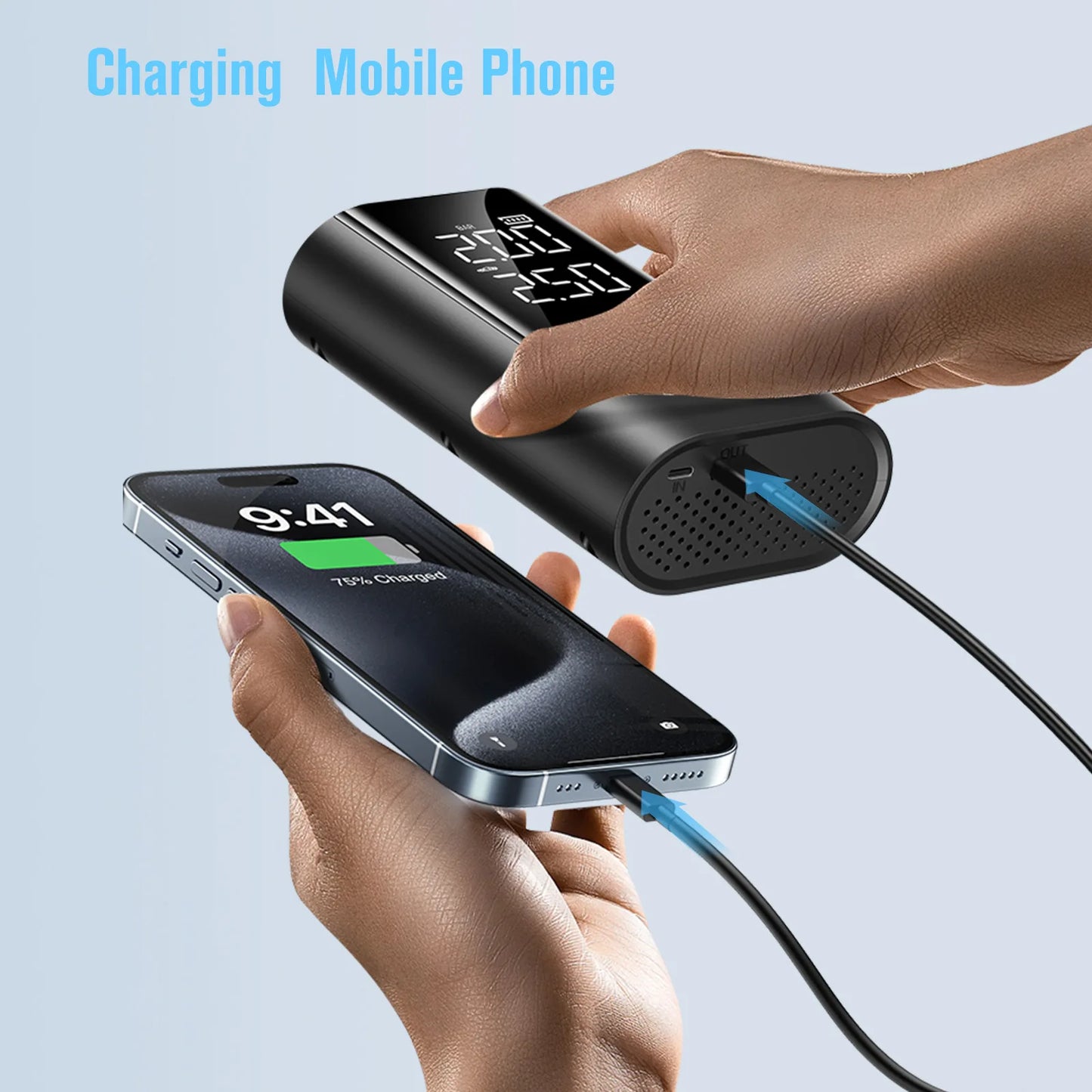 10000 mAh Car Jump Starter&Air Compressor 12V Car Booster Battery Starter Power Bank Warning Light Tire Inflator Car Accessory