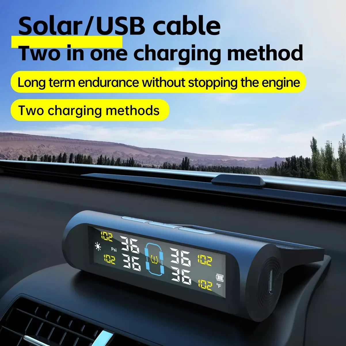 Car Tire Pressure Monitoring System Car Tyre Pressure Monitor Tyre Pressure Alarm 4 External Sensors
