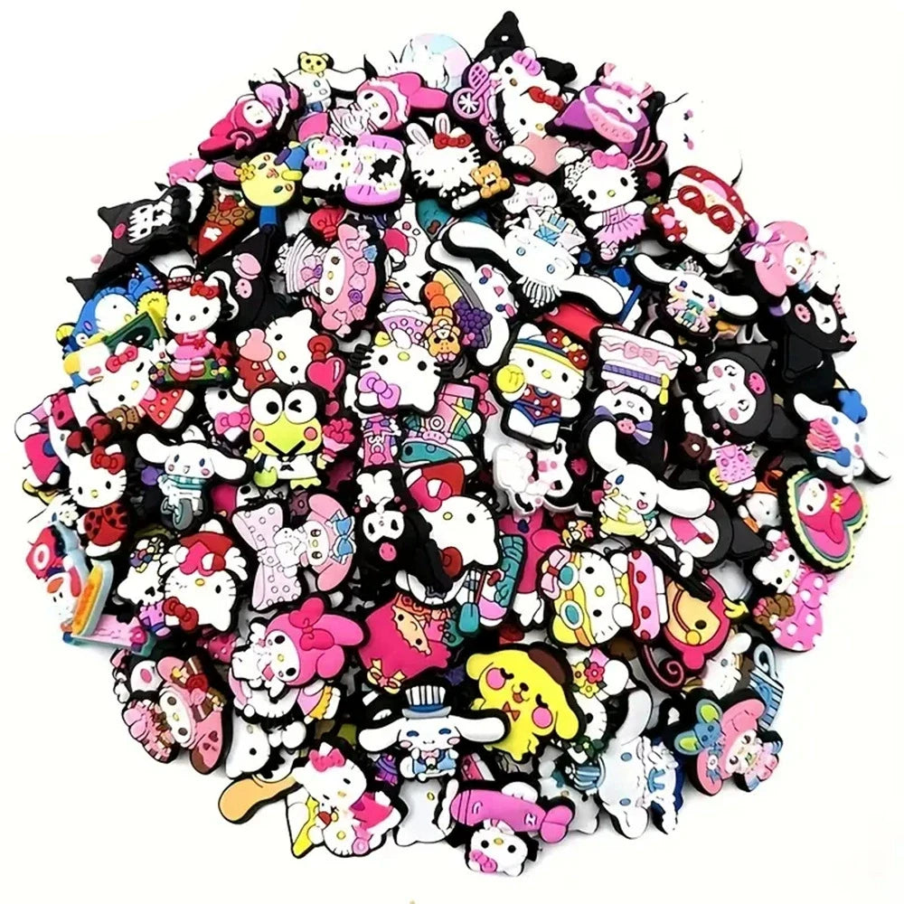 Cartoon 30/50/100PCS MESUCA Sanrio Shoe Charms for Clogs Bubble Slides Sandals PVC Decor DIY Waterproof detachable For Gifts