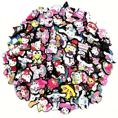 Cartoon 30/50/100PCS MESUCA Sanrio Shoe Charms for Clogs Bubble Slides Sandals PVC Decor DIY Waterproof detachable For Gifts