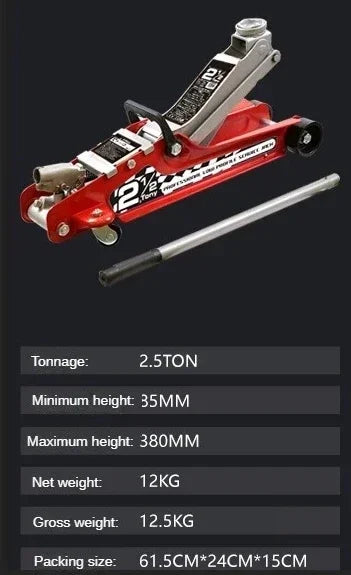 2 Ton Portable Hydraulic Horizontal Jack, Heavy-Duty Steel Floor Jack with Low Profile & Quick Lift for Car SUV Sedan Tire Chang