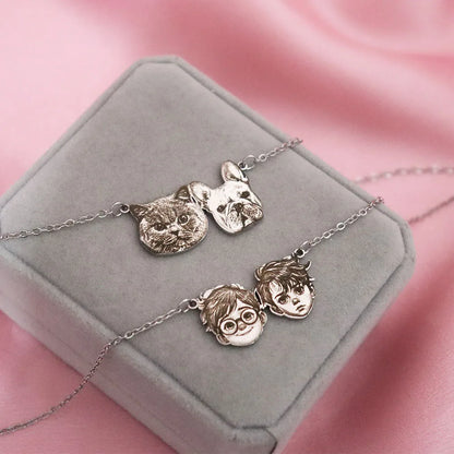 Personalized Portrait Pendant Necklace Custom Child/Couple/Pet Photo Chain Birthday Gift For Her Stainless Steel Jewelry