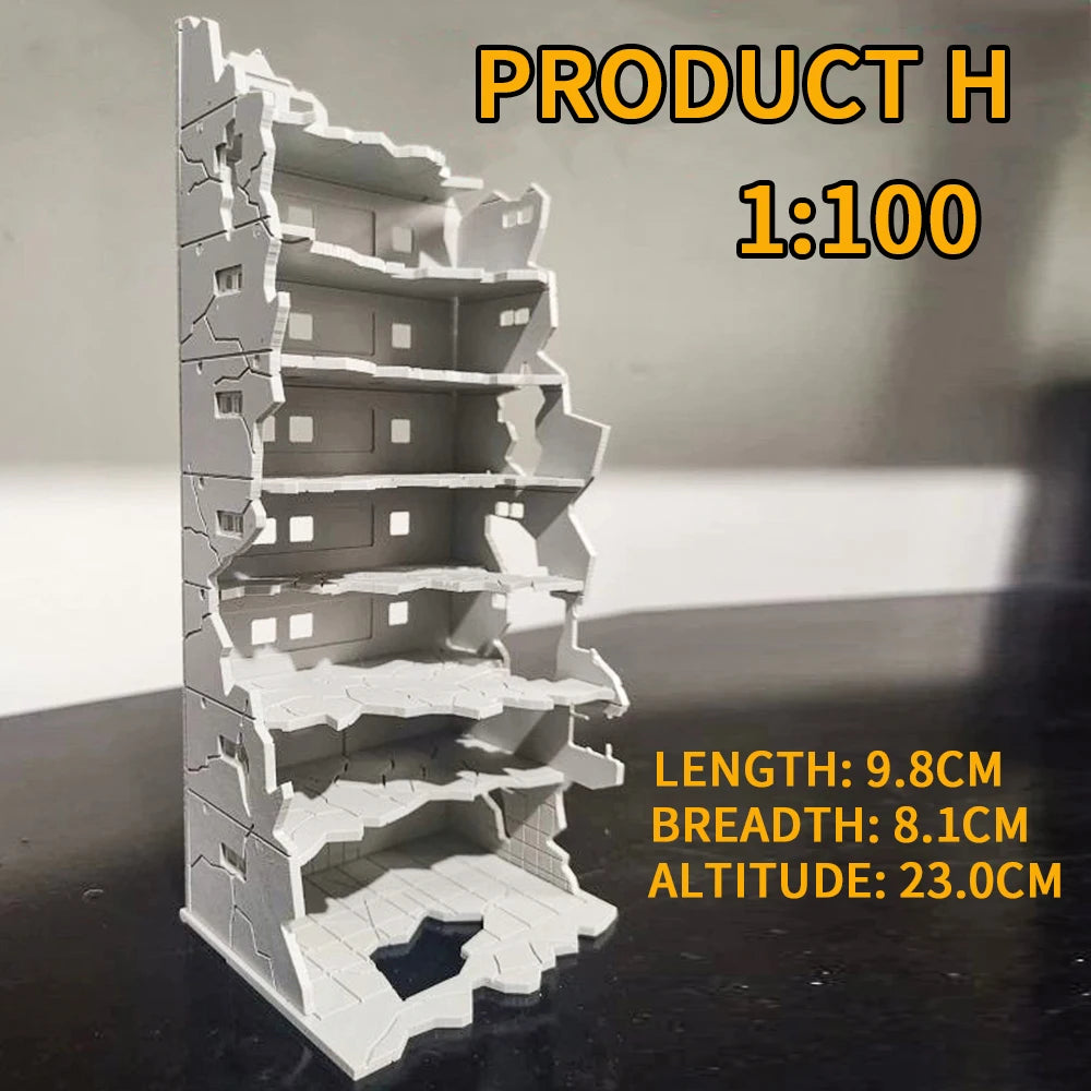 1:150 1:100 N Scale Battle Damaged Building Assembly Model Toys Military Scene Layout Materials Diorama Kits 1Pcs
