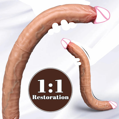 Double Head Realistic Silicone Dildo Long Anal Plug Vaginal Stimulator for Lesbian Couples And Gay Men Liquid Silicone Sex Toy
