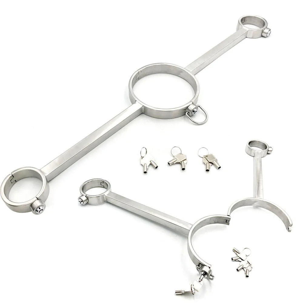 Sexy Metal Handcuffs Neck Collar Role Playing Props BDSM Equipment Bondage Gear Sex Toys for Couple Women Men Exotic Accessories