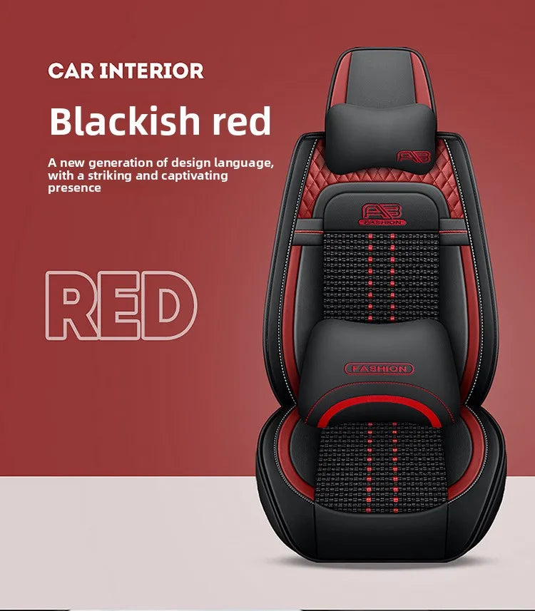 Universal Auto Split Seat Car Full Seat Cover Breathable Ice Silk Nappa Leather Car SUV Cushion Full Seats Cover Protection
