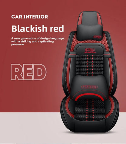 Universal Auto Split Seat Car Full Seat Cover Breathable Ice Silk Nappa Leather Car SUV Cushion Full Seats Cover Protection