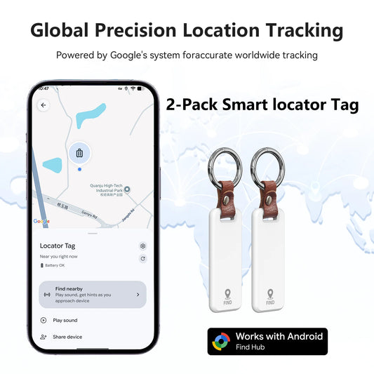 2-Pack Smart Location Tracker for Android Phones Work With Google's Find Hub App Key Finder Smart Tag for Xiaomi Samsung Pixel