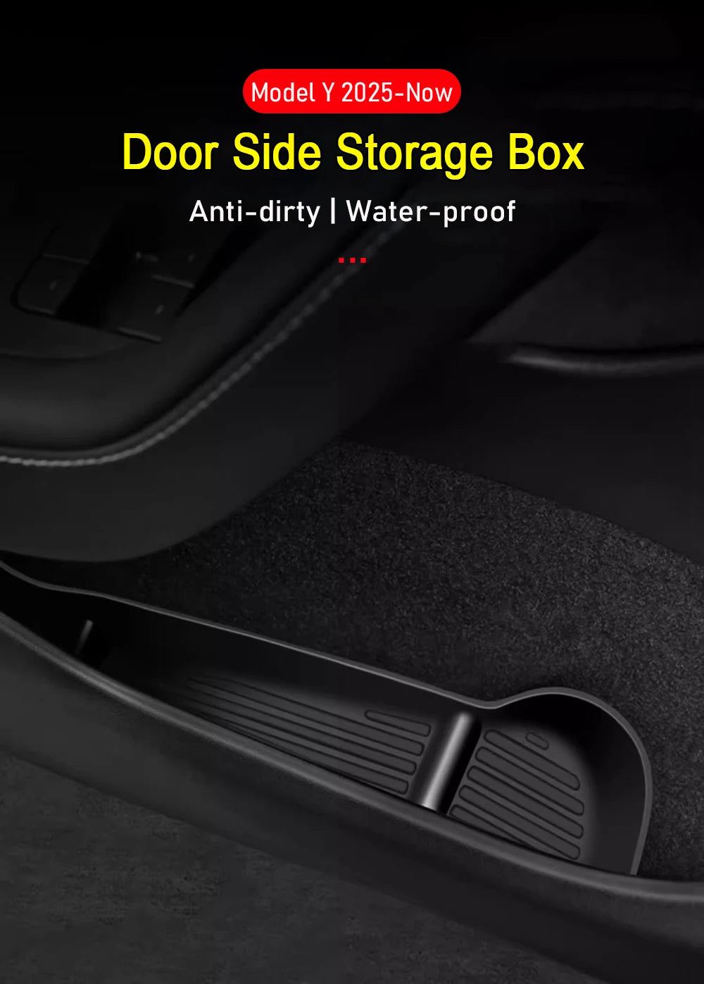 New Door Side Storage Box Front Rear Door Handle Armrest Tray Organizer for 2026 2025 Tesla Model Y Juniper Model 3 Model YL Y L