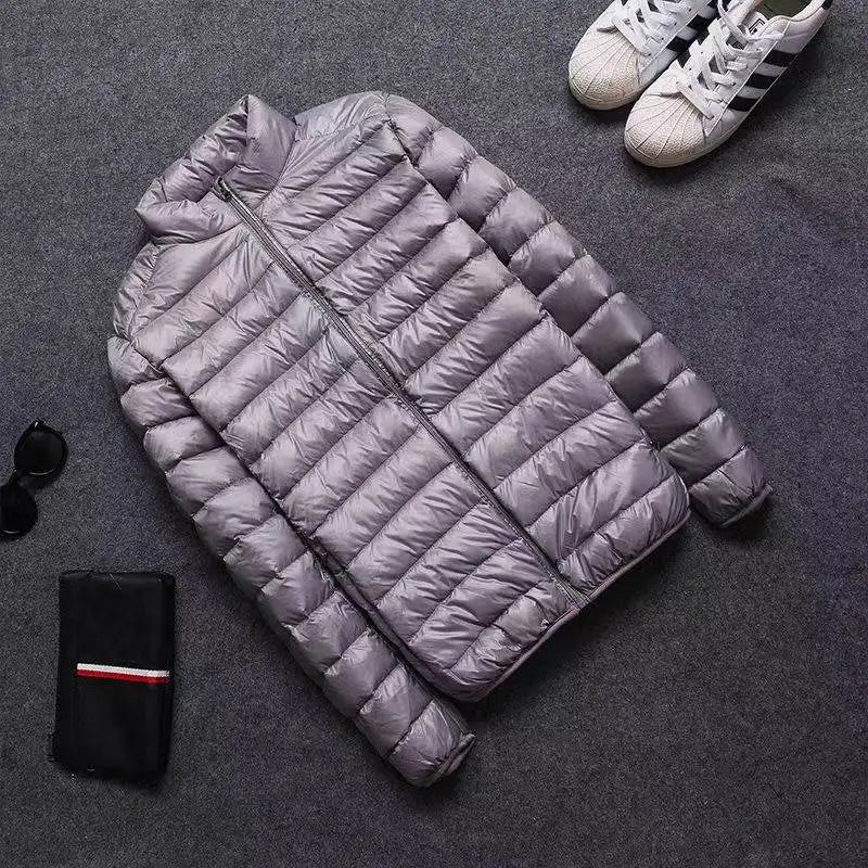 Lightweight Casual Hooded down Jacket Short Pure Color Men's Cotton Coat Warm Stylish Slim Fit Regular Length Spring Season