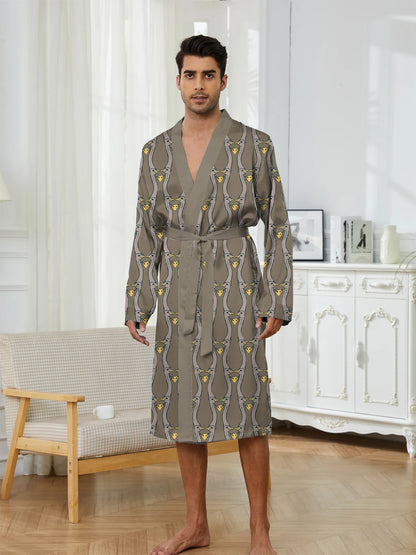 Spring and Autumn Men's Sleeping Robe 3D Digital Printing, Trendy Quick Drying, Home Leisure comfortable Men's bathrobe