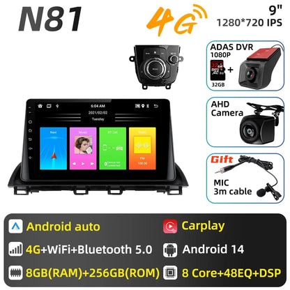 Car Radio For Mazda 3 Axela 2013 - 2018 Android Car Multimedia Player GPS Navigation Carplay Auto Stereo 2 Din Head Unit 4G DSP
