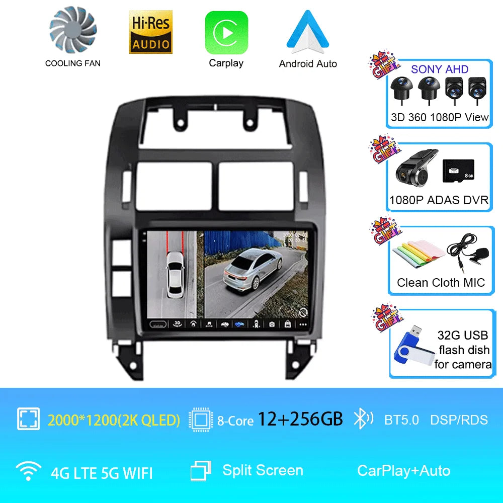 For Volkswagen VW Polo MK4 6Q 9N 9N3 2004- 2009 Car Radio Android 16 Auto Multimedia Video Player GPS Carplay QLED Screen Stereo